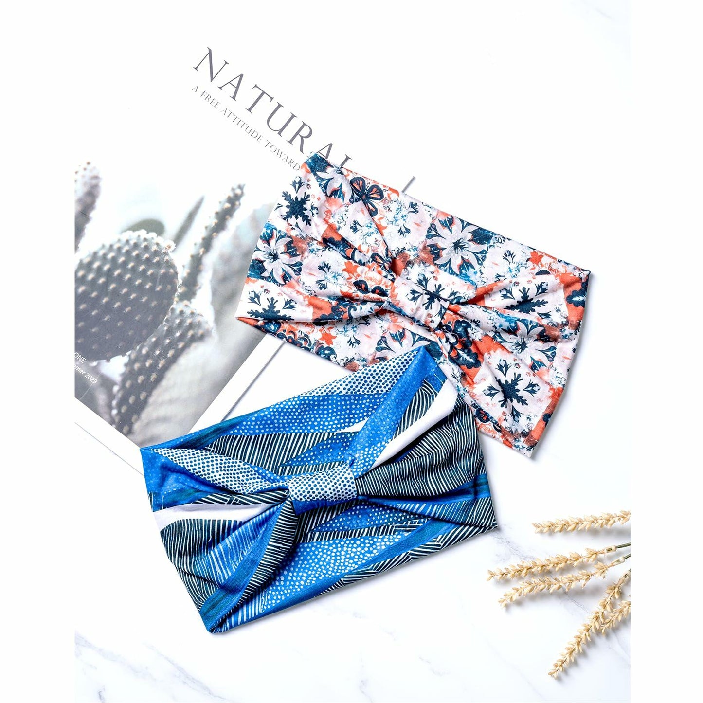 4-Pack Boho Knotted Wide Headbands for Women Yoga Workout African Head Wrap