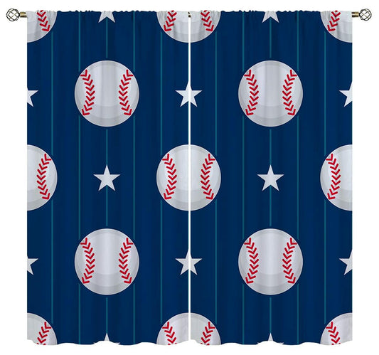 Baseball Blackout Curtains American Flag Thermal Rod Pocket 63x63in ✅