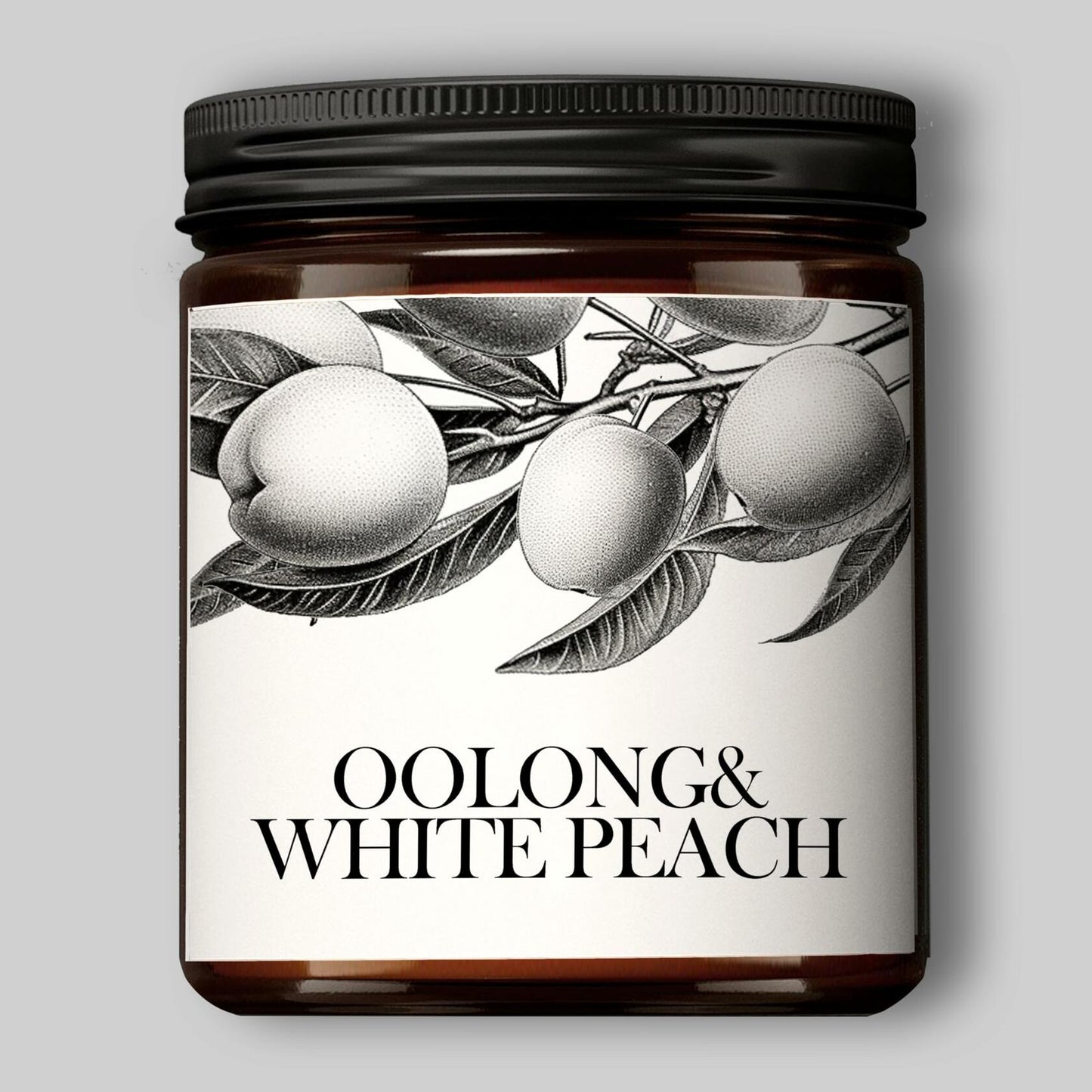 Oolong & White Peach Scented Soy Candle Aromatherapy Black Jar Gift