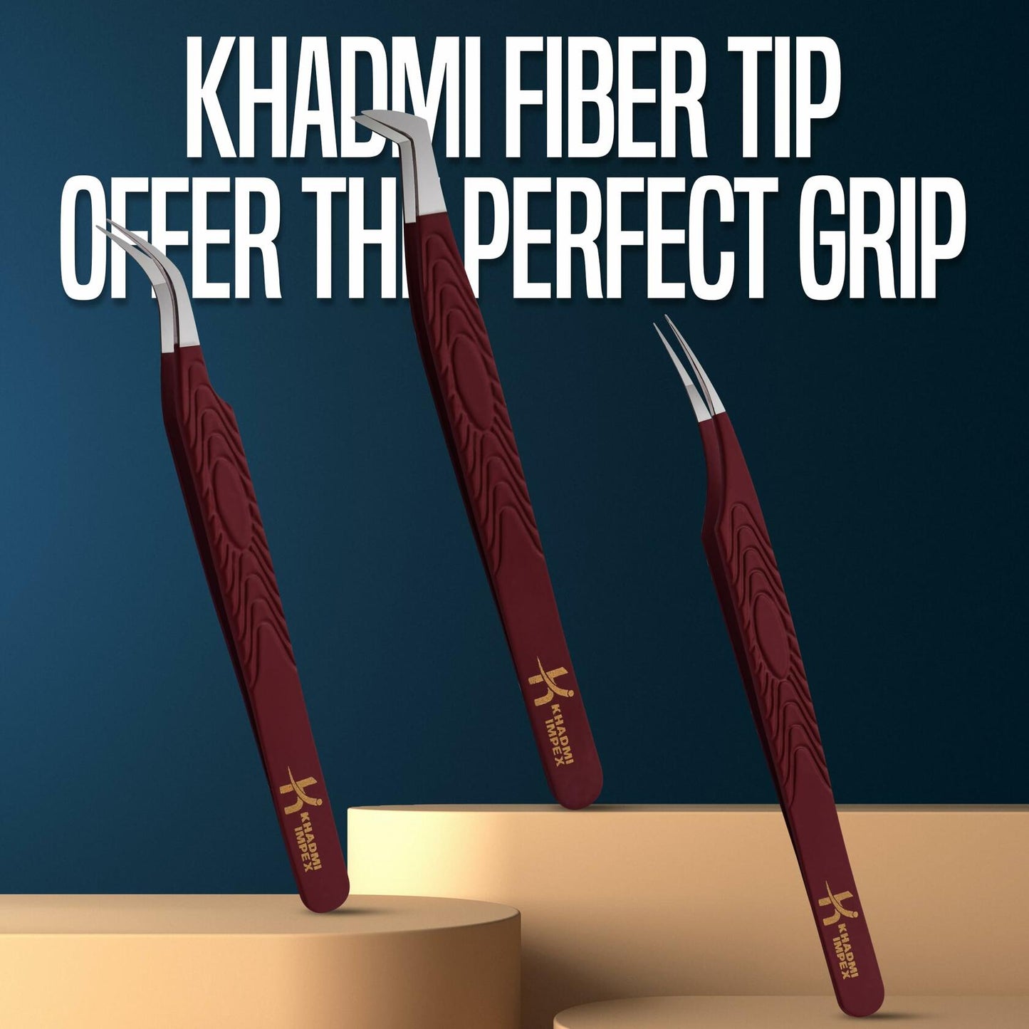 KHADMI IMPEX Eyelash Extension Tweezers Set Straight Curved Volume Black