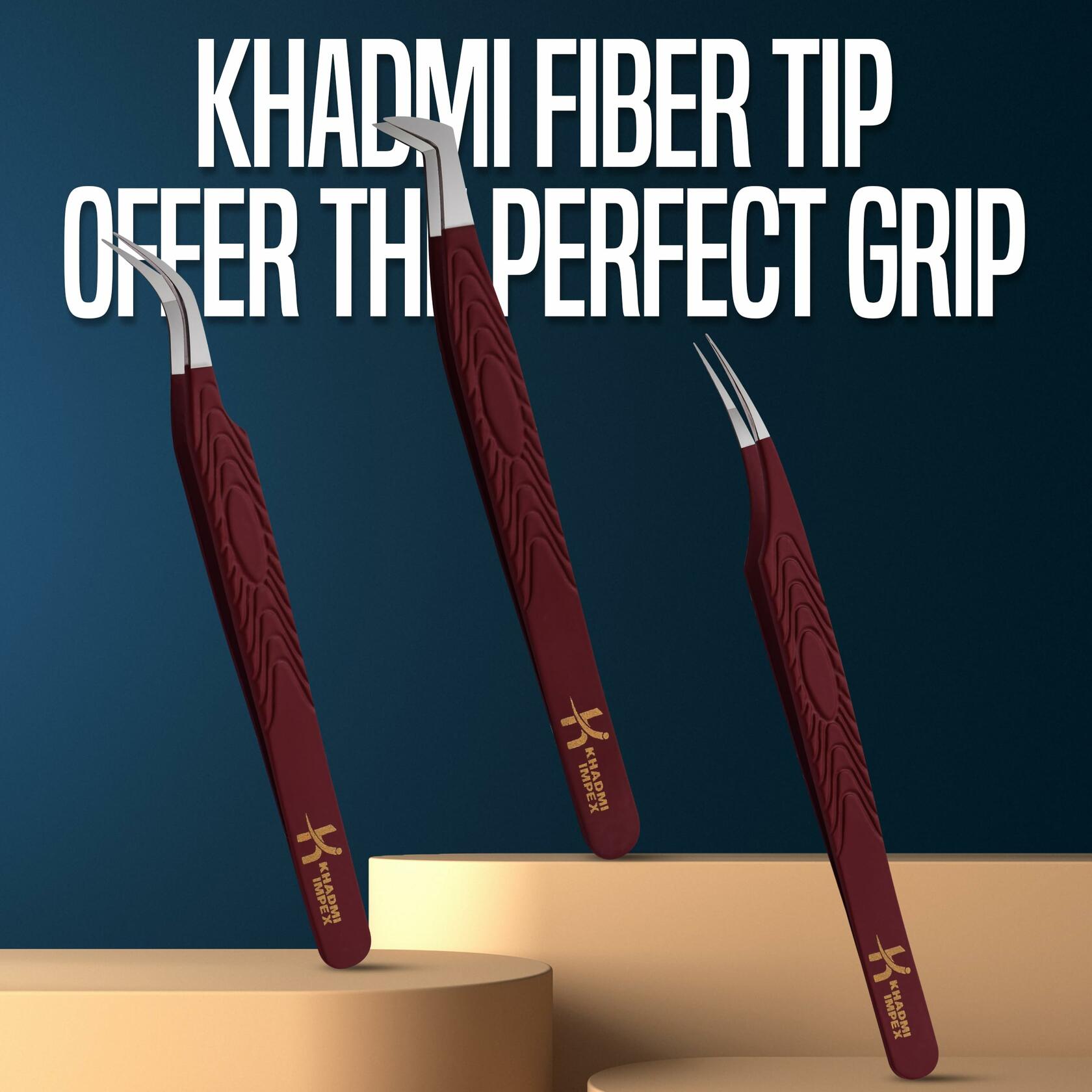 KHADMI IMPEX Eyelash Extension Tweezers Set Straight Curved Volume Black