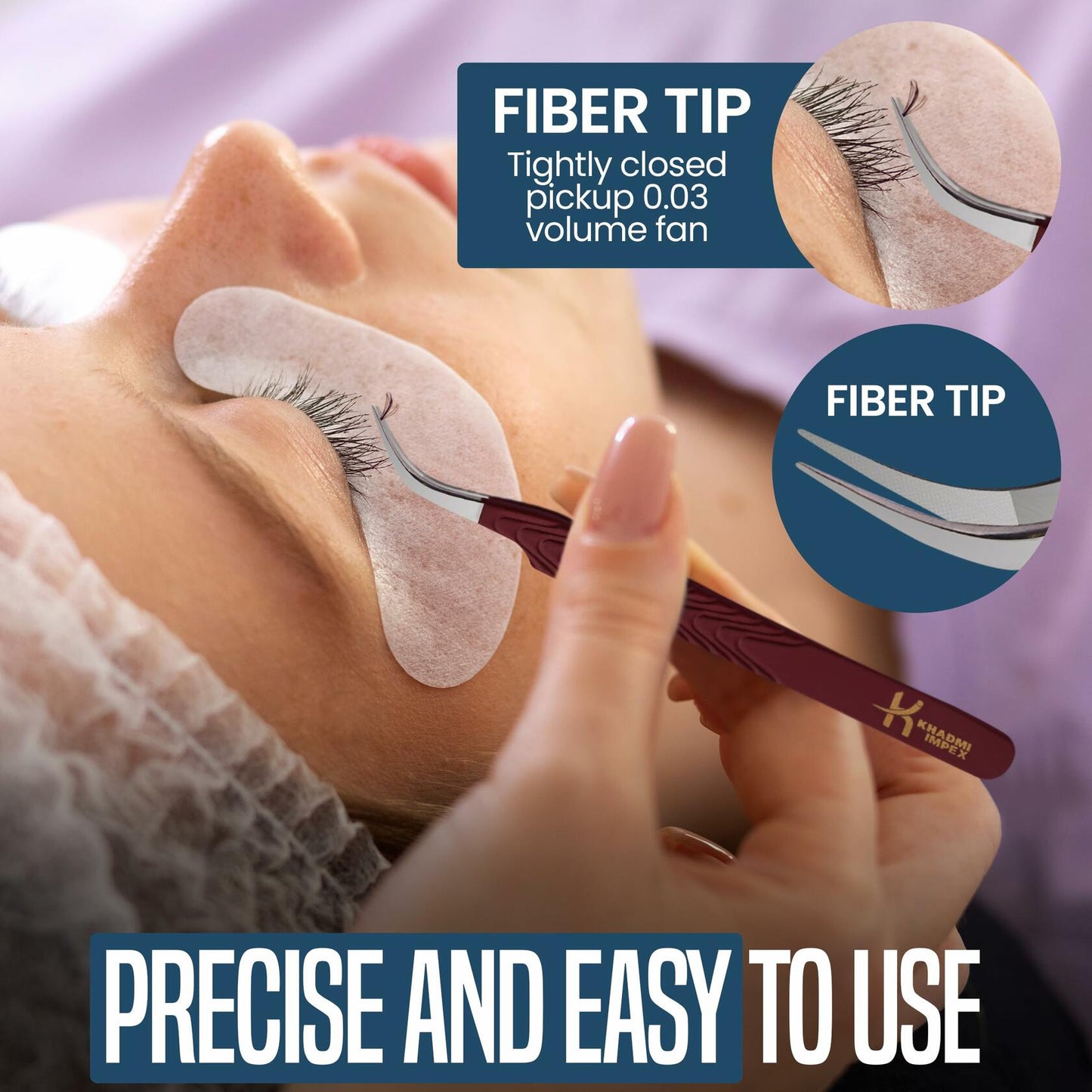 KHADMI IMPEX Eyelash Extension Tweezers Set Straight Curved Volume Black