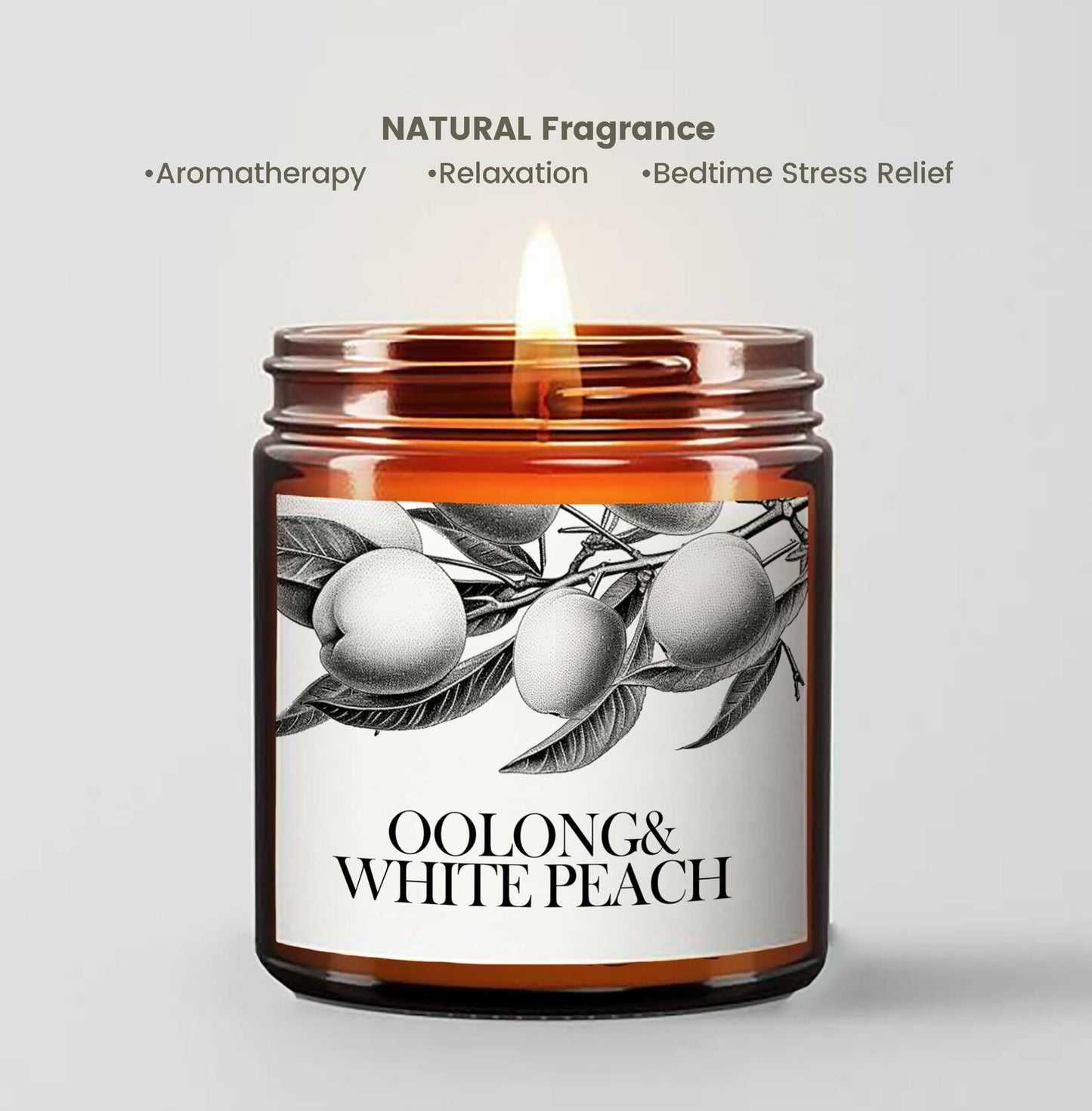 Oolong & White Peach Scented Soy Candle Aromatherapy Black Jar Gift