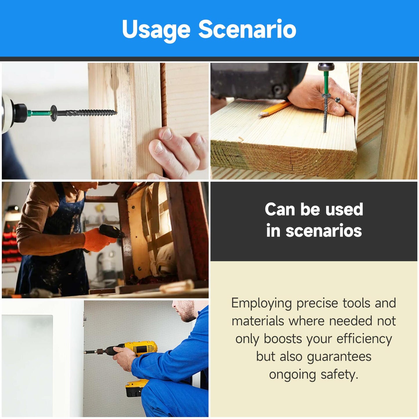 Marysino #14 x 4” Lag Screws 100PCS Heavy Duty Wood Screws Black Torx