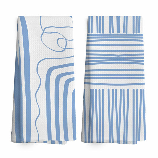 TAEDIN 2PCS Blue Abstract Art Kitchen Towels 16x24in Dish Tea Towels