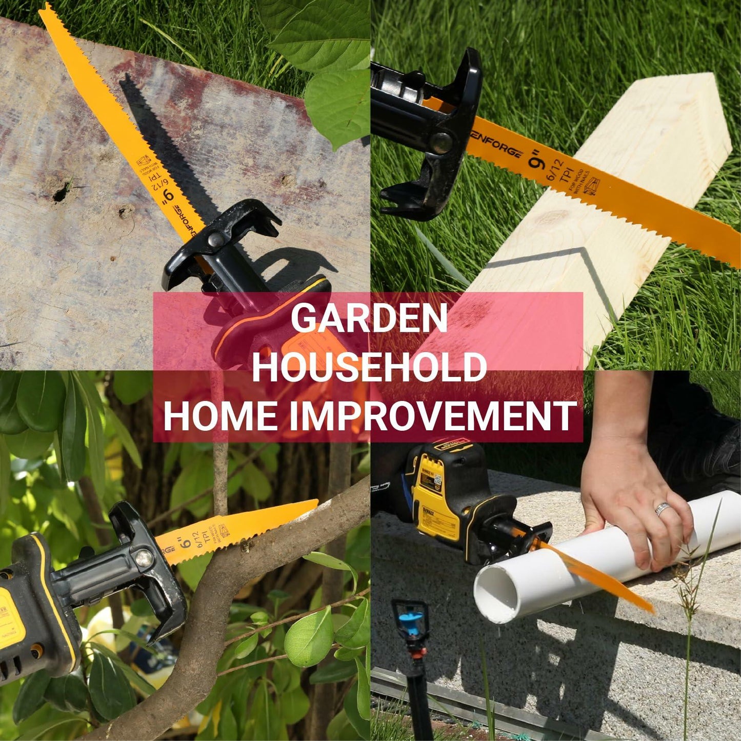 Cenforge 25PC Reciprocating Saw Blades 6" Bi-Metal Wood With Nails M42+D6A