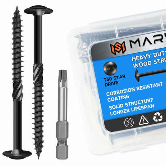 Marysino #14 x 4” Lag Screws 100PCS Heavy Duty Wood Screws Black Torx
