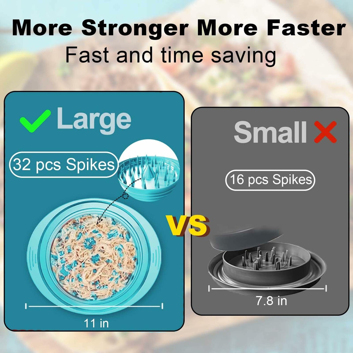 11” Chicken Shredder Tool Heavy Duty Meat Shredder BPA Free Light Green