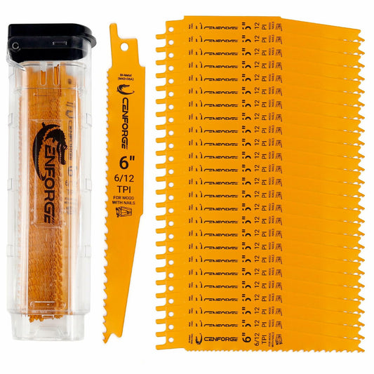 Cenforge 25PC Reciprocating Saw Blades 6" Bi-Metal Wood With Nails M42+D6A