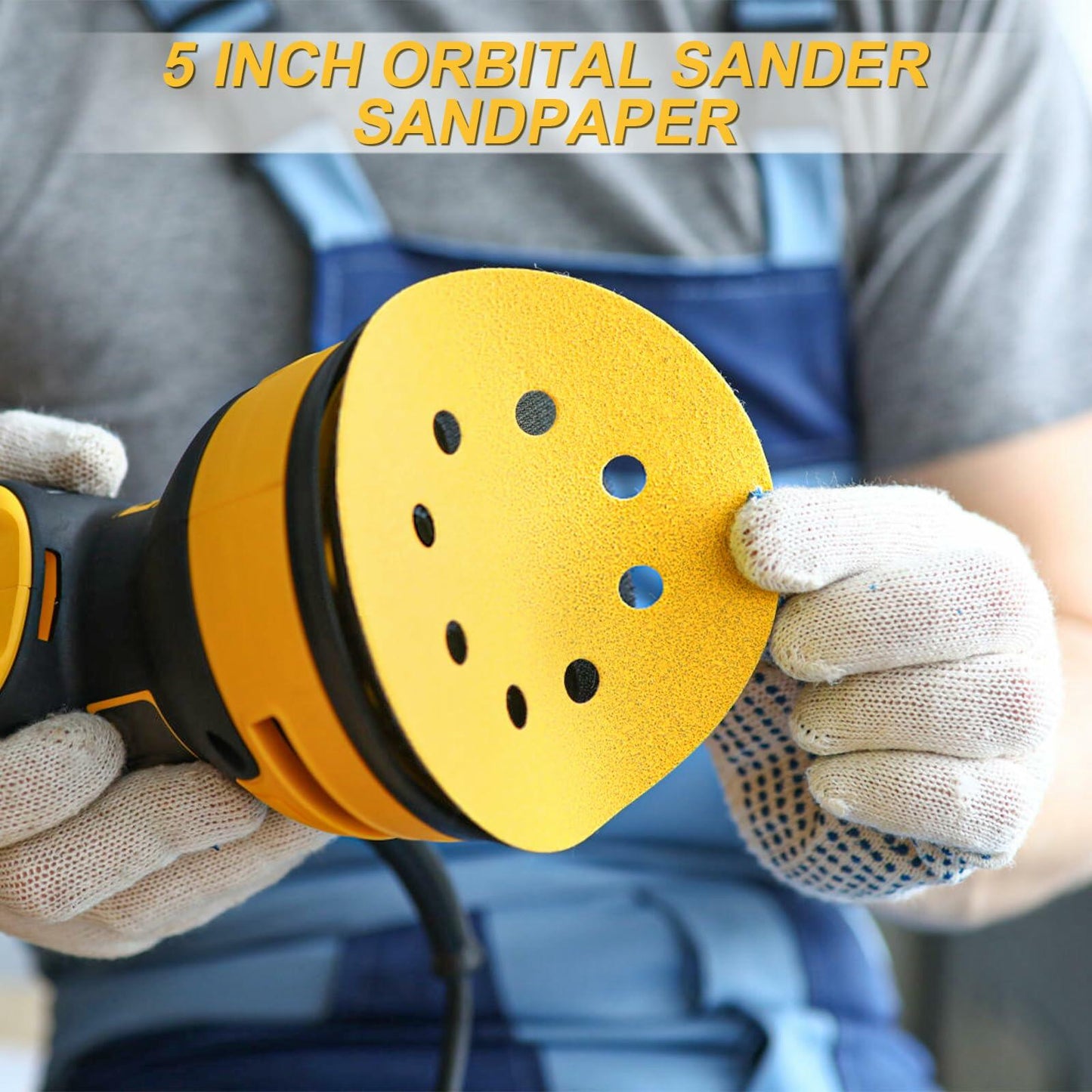 VFINE 5” 220 Grit Sandpaper 100PCS Hook & Loop Orbital Sanding Discs Wood