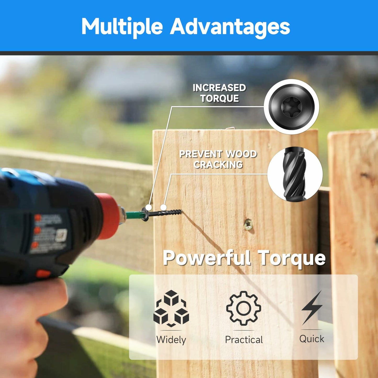 Marysino #14 x 4” Lag Screws 100PCS Heavy Duty Wood Screws Black Torx