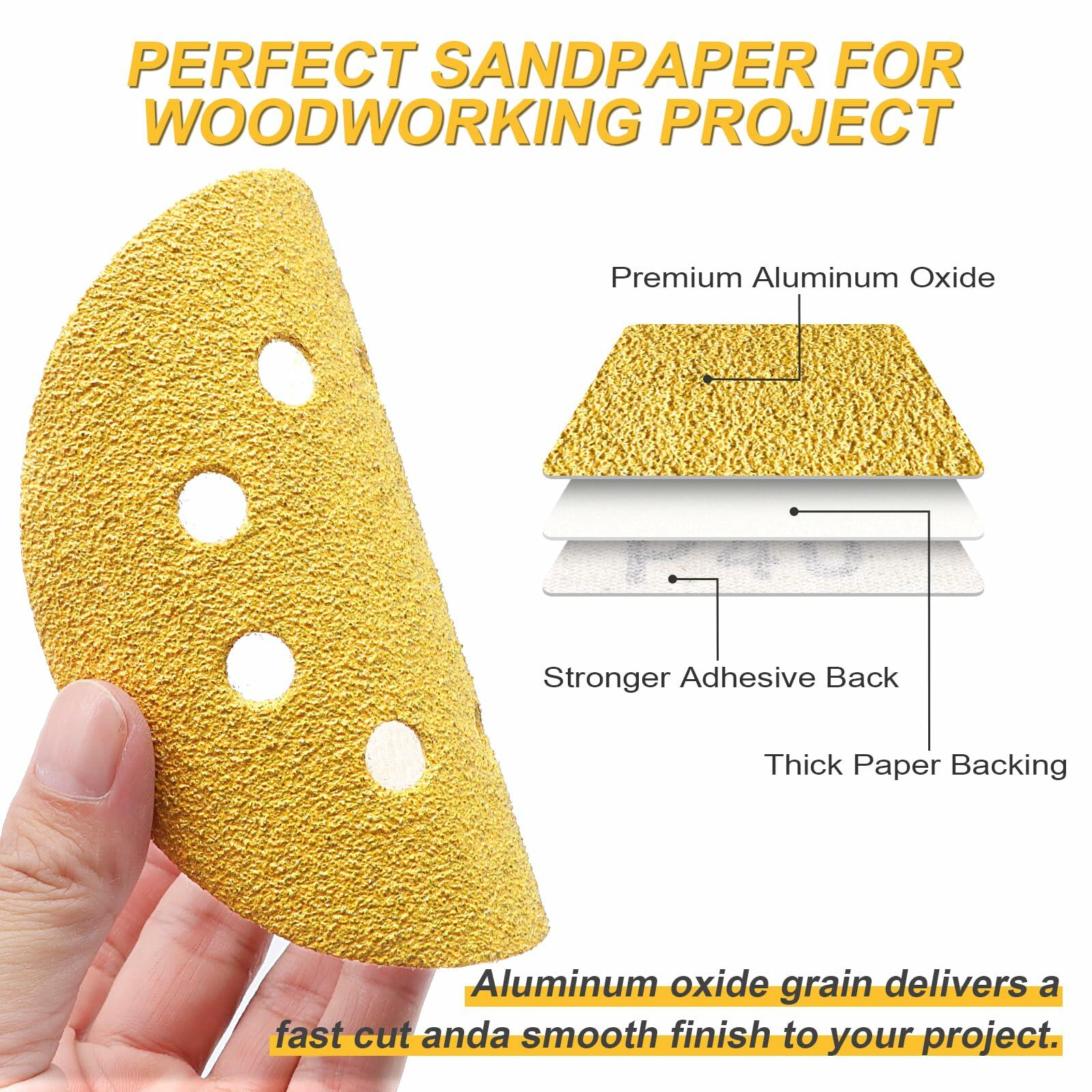 VFINE 5” 220 Grit Sandpaper 100PCS Hook & Loop Orbital Sanding Discs Wood