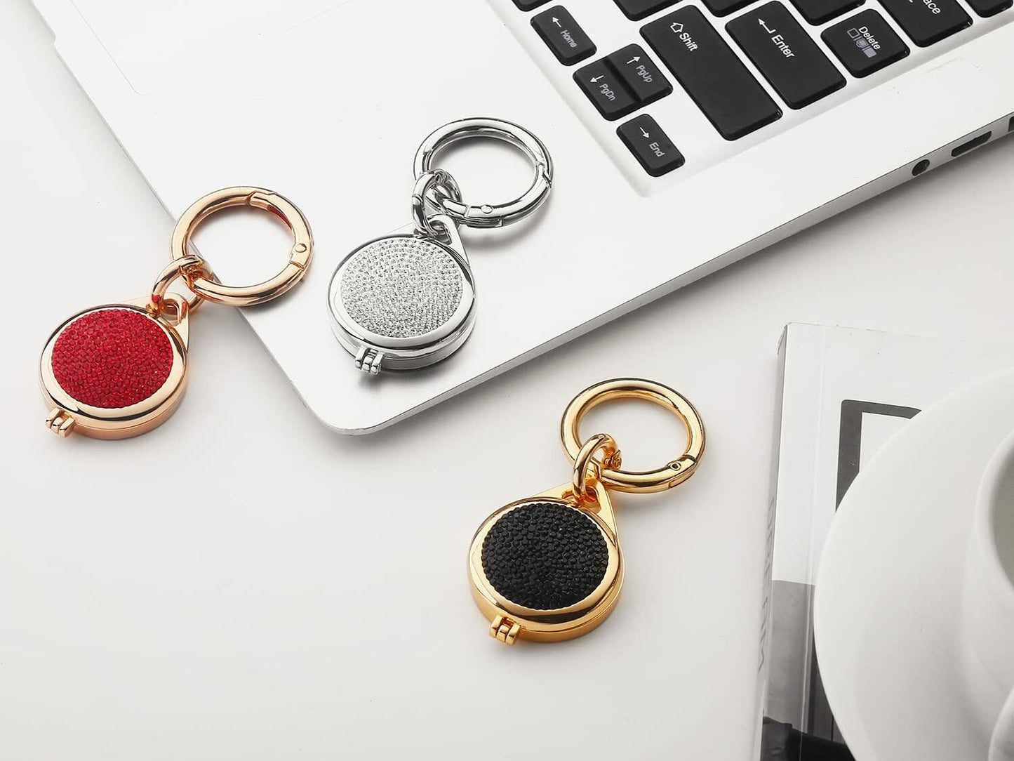 AirTag Case with Keychain Sparkly Diamond Bling Shockproof Cover Red-Steel