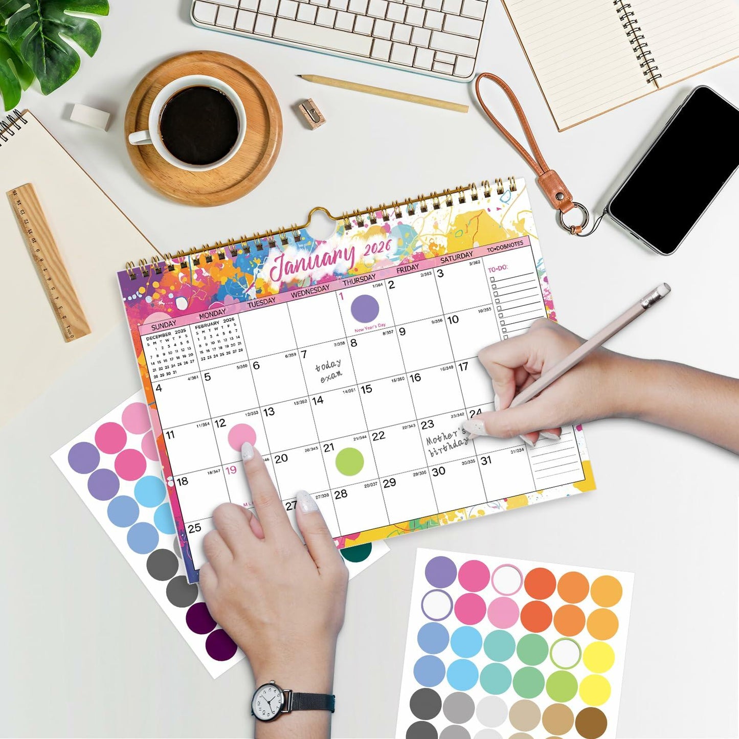 XISIDO 18-Month Wall Calendar 2025-2026 Starry Sky 11"x8.5" Julian Dates