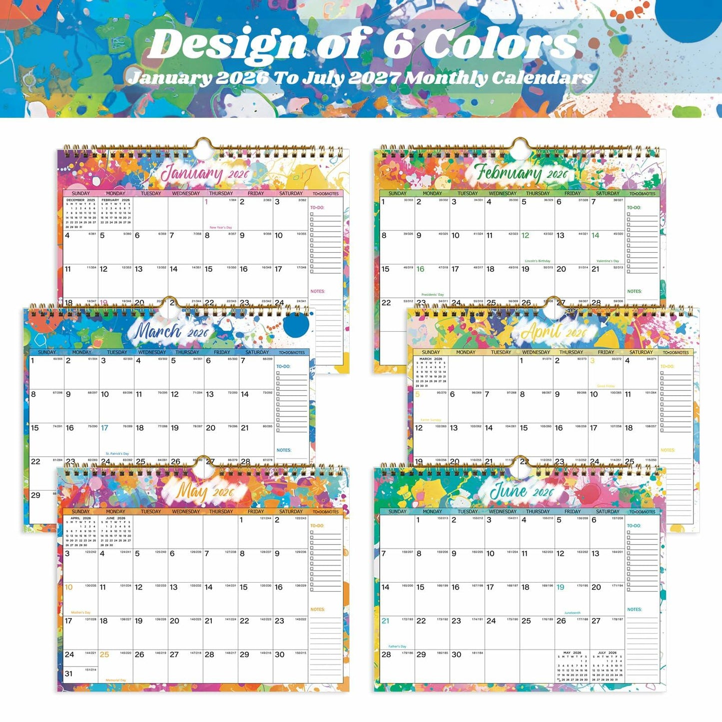 XISIDO 18-Month Wall Calendar 2025-2026 Starry Sky 11"x8.5" Julian Dates