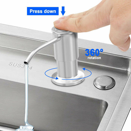 Kitchen Sink Soap Dispenser Brushed Nickel with Pump, Tube & 2 Sponges