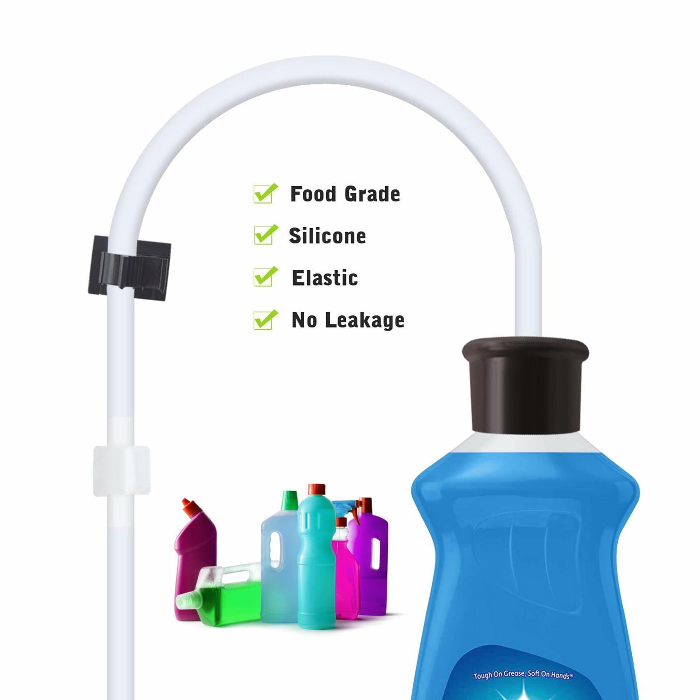 Kitchen Sink Soap Dispenser Brushed Nickel with Pump, Tube & 2 Sponges