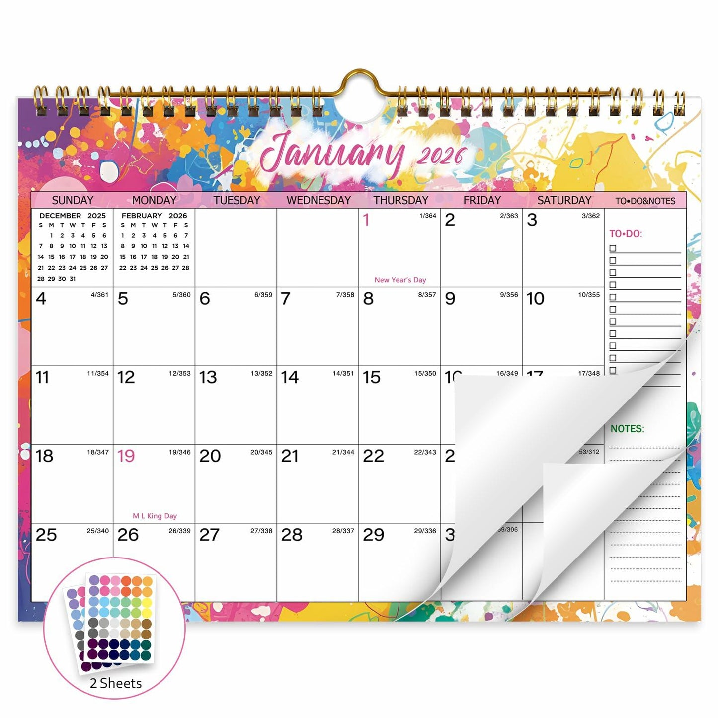 XISIDO 18-Month Wall Calendar 2025-2026 Starry Sky 11"x8.5" Julian Dates