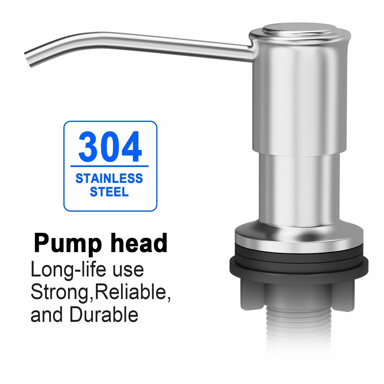 Kitchen Sink Soap Dispenser Brushed Nickel with Pump, Tube & 2 Sponges