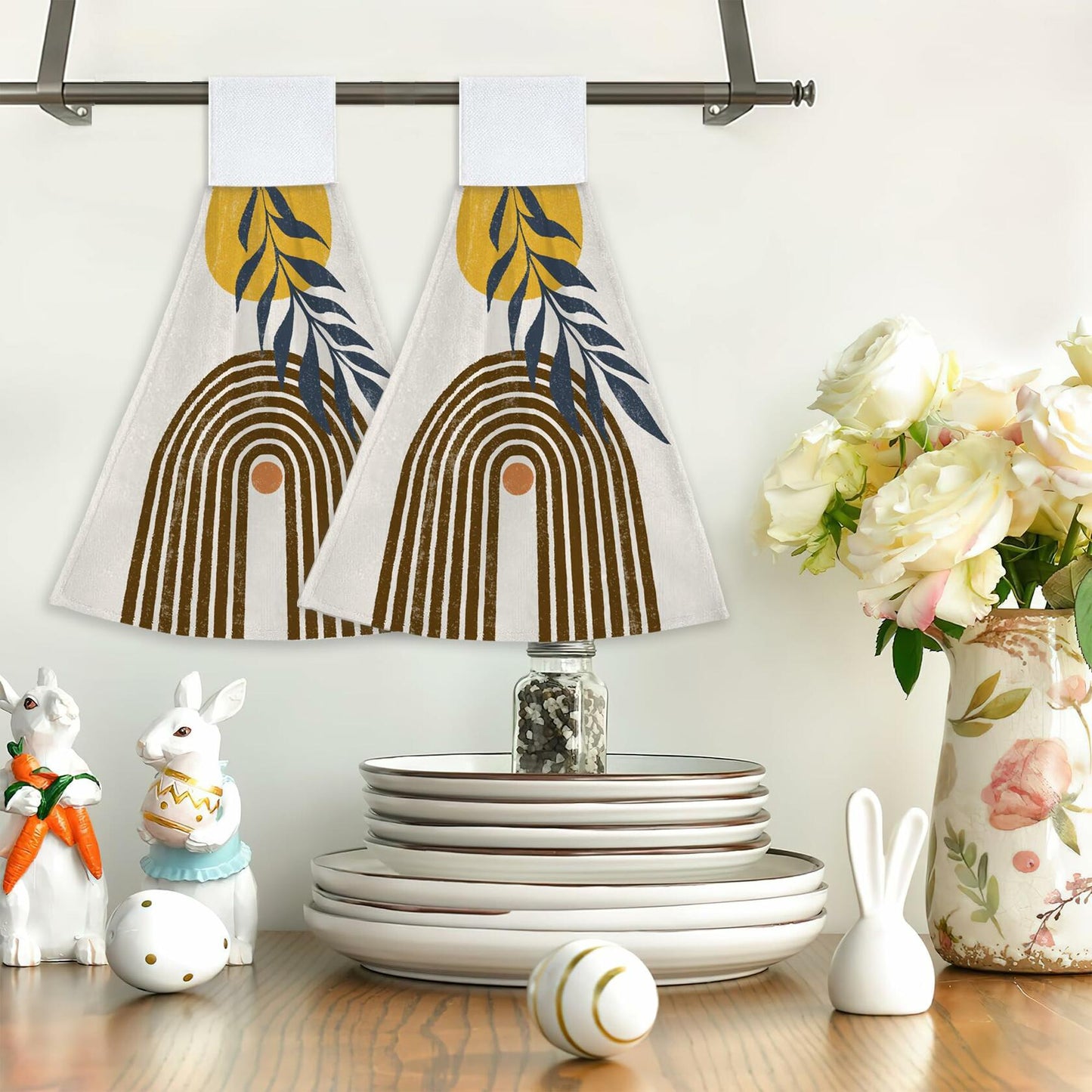 CIAIDU Halloween Black Cat Kitchen Hand Towels 2-Pack Farmhouse Home