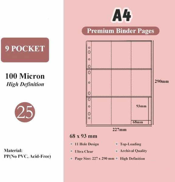 A4 Kpop Photocard Binder 25 Pages 9-Pocket White Album for Instax Mini Photos