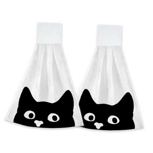 CIAIDU Halloween Black Cat Kitchen Hand Towels 2-Pack Farmhouse Home