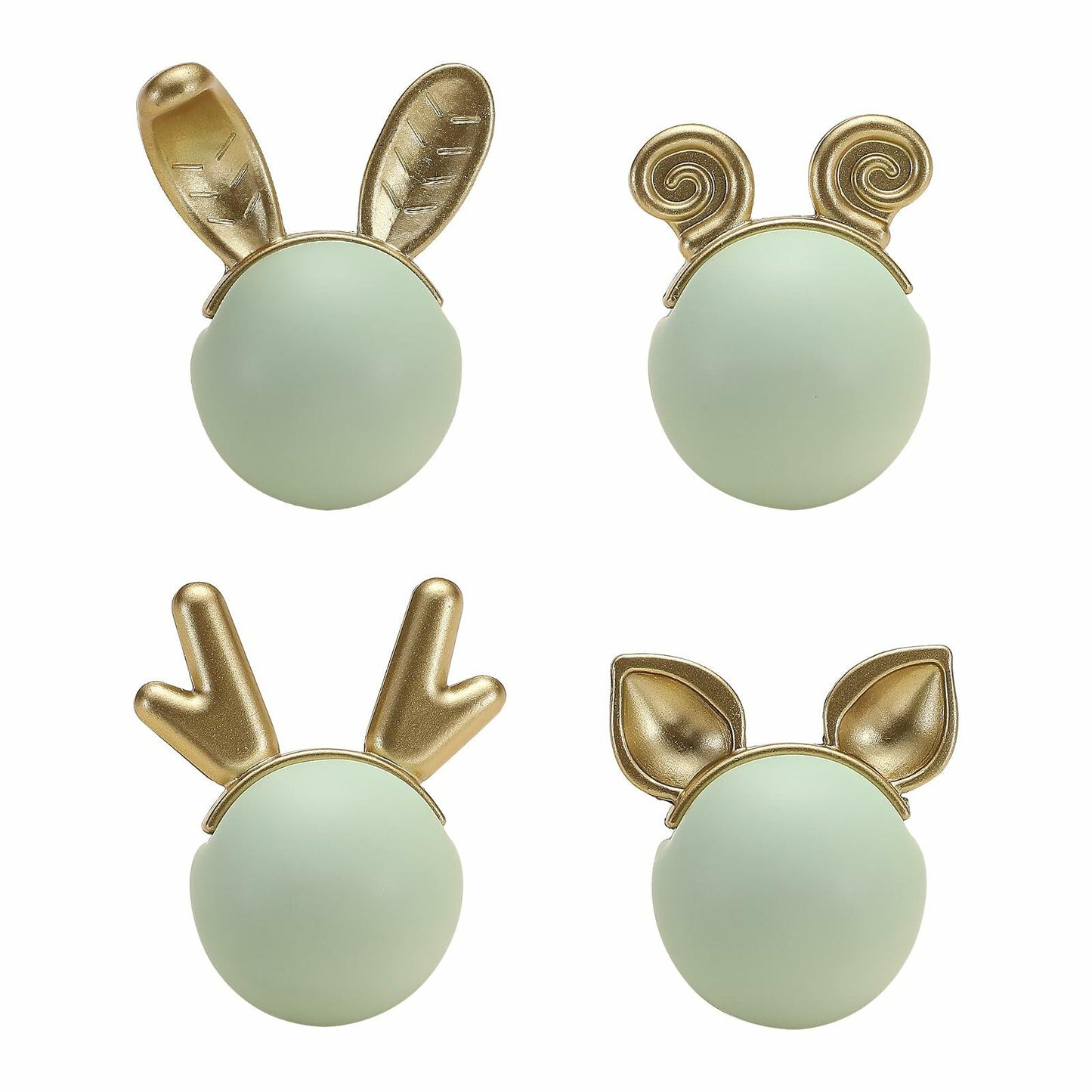 Evionlin 2pcs Green Rabbit Ceramic Cabinet Handles Kitchen Drawer Pulls