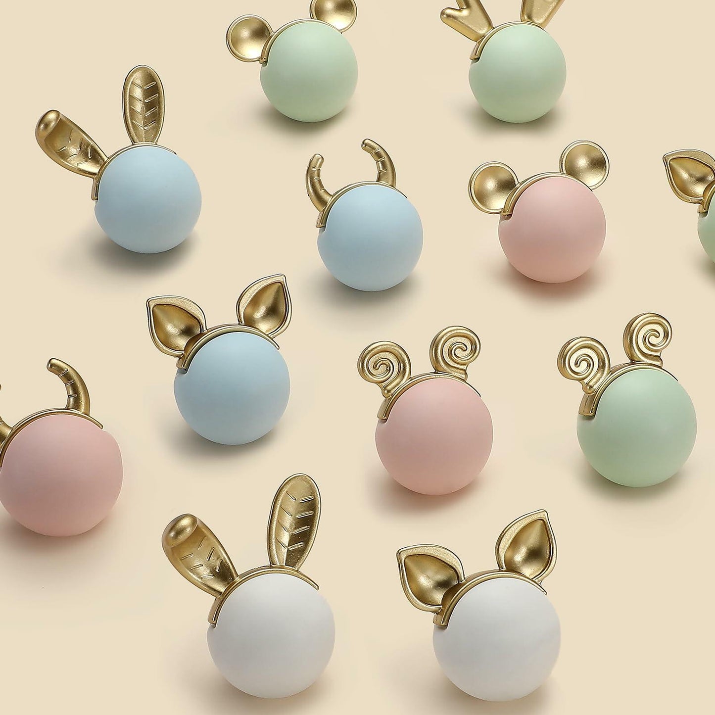 Evionlin 2pcs Green Rabbit Ceramic Cabinet Handles Kitchen Drawer Pulls