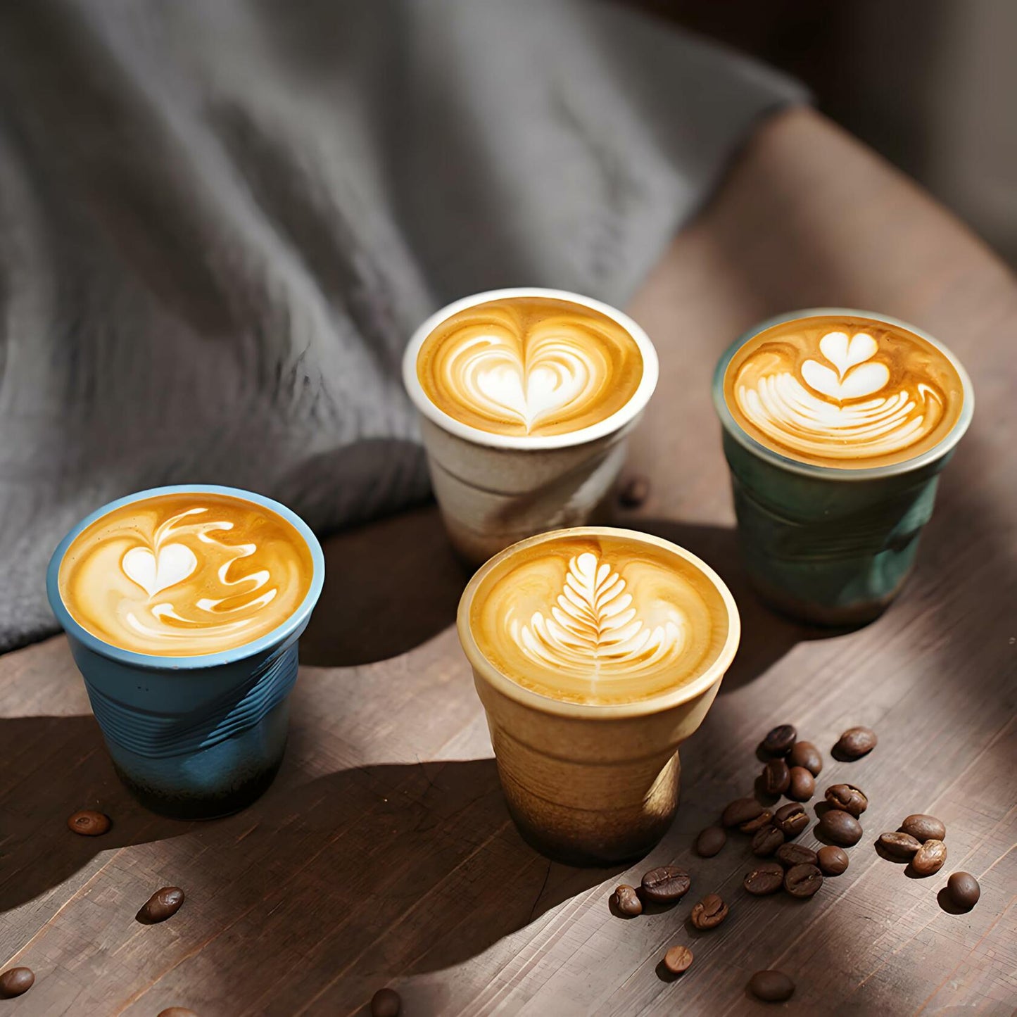 Set of 4 Ceramic Espresso Cups 3oz Matte Colorful | Stackable Demitasse Mugs