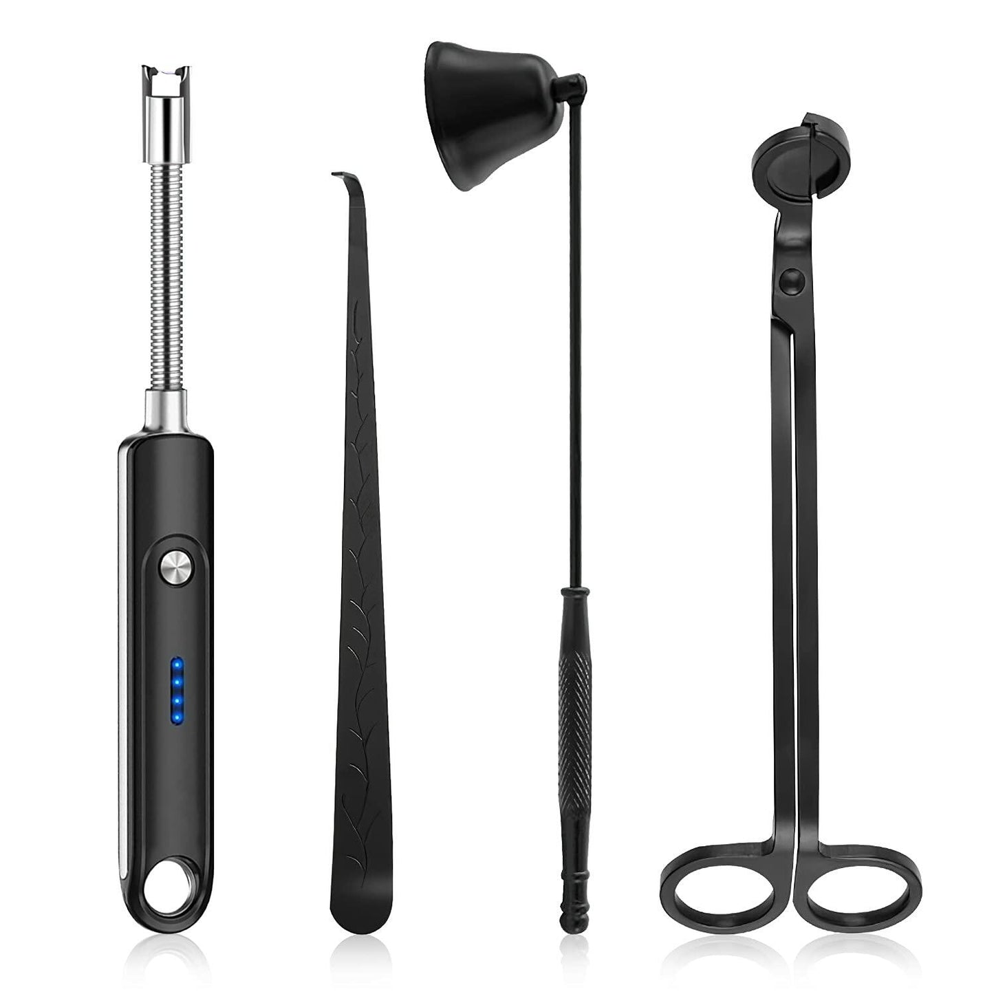 Lsnisni 4-Piece Candle Wick Trimmer Set with Lighter & Dipper Black Gift