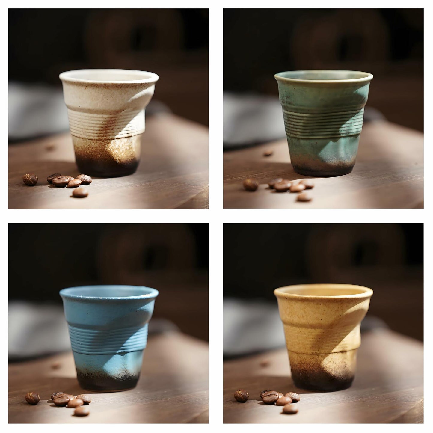 Set of 4 Ceramic Espresso Cups 3oz Matte Colorful | Stackable Demitasse Mugs
