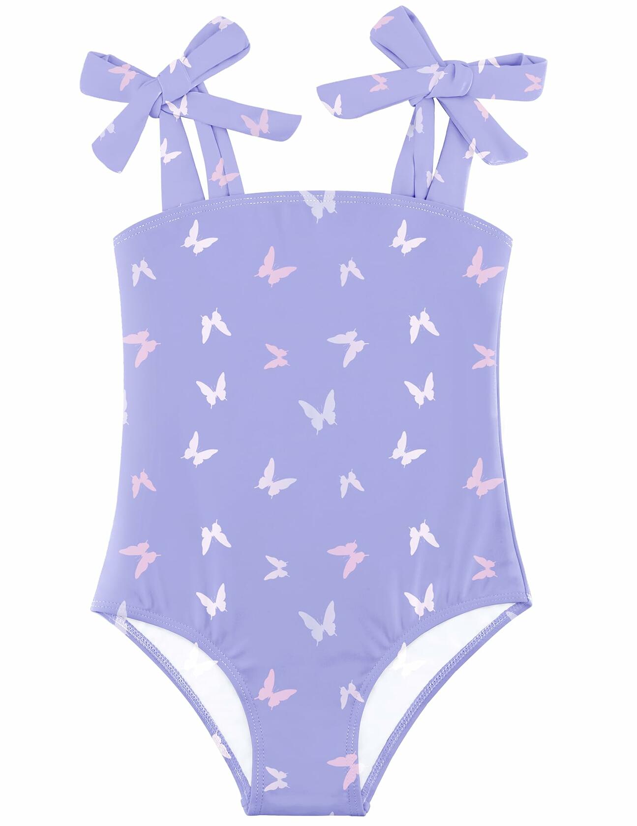 Toddler Girl Swimsuit One-Piece Purple Butterfly UPF 50 Size 7-8 Summer
