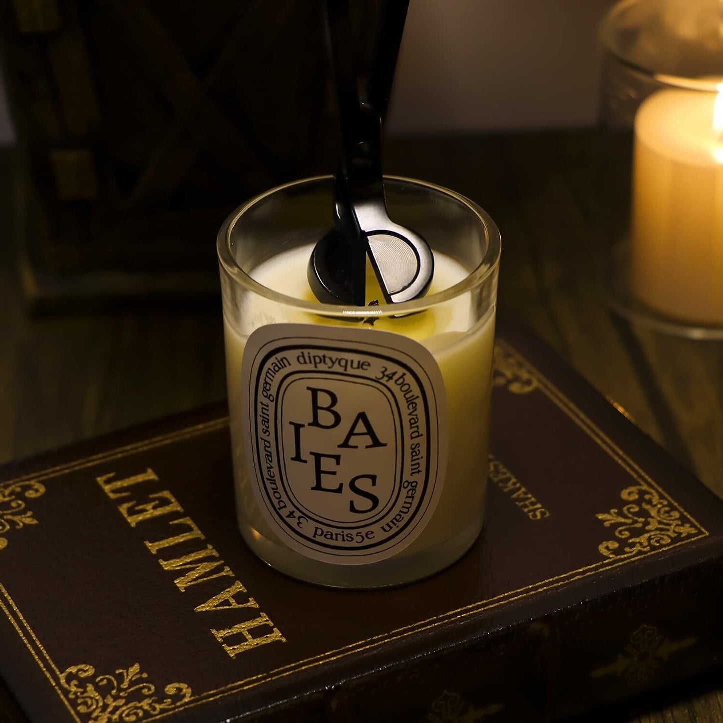 Lsnisni 4-Piece Candle Wick Trimmer Set with Lighter & Dipper Black Gift