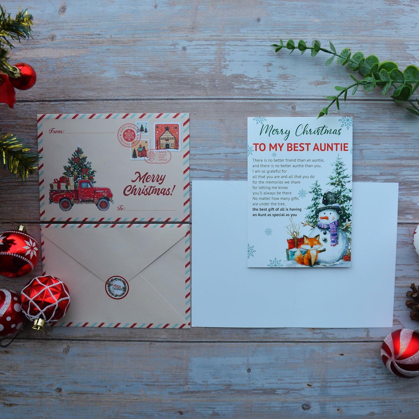 BlinkWishes Christmas Card for Aunt with Envelope & Seal | Xmas Gift