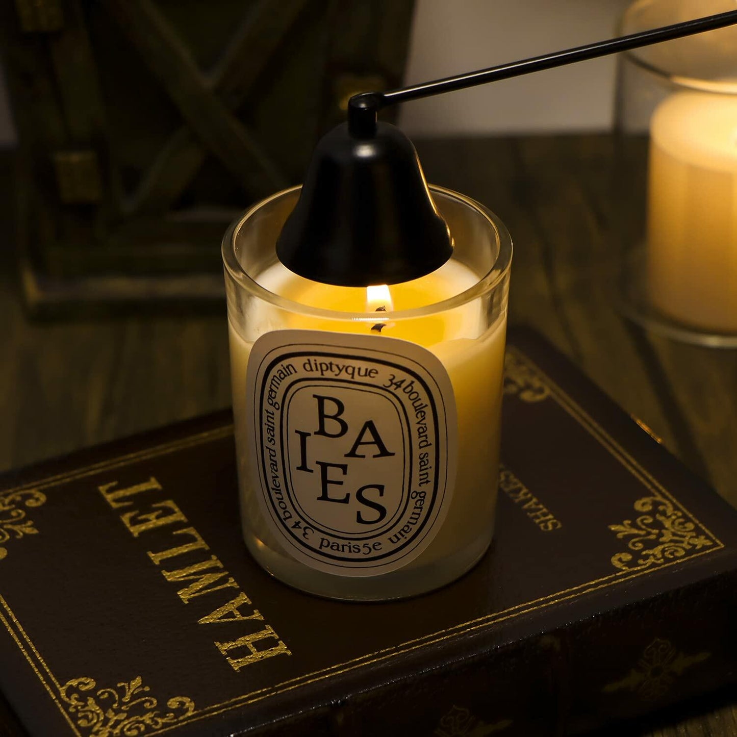 Lsnisni 4-Piece Candle Wick Trimmer Set with Lighter & Dipper Black Gift