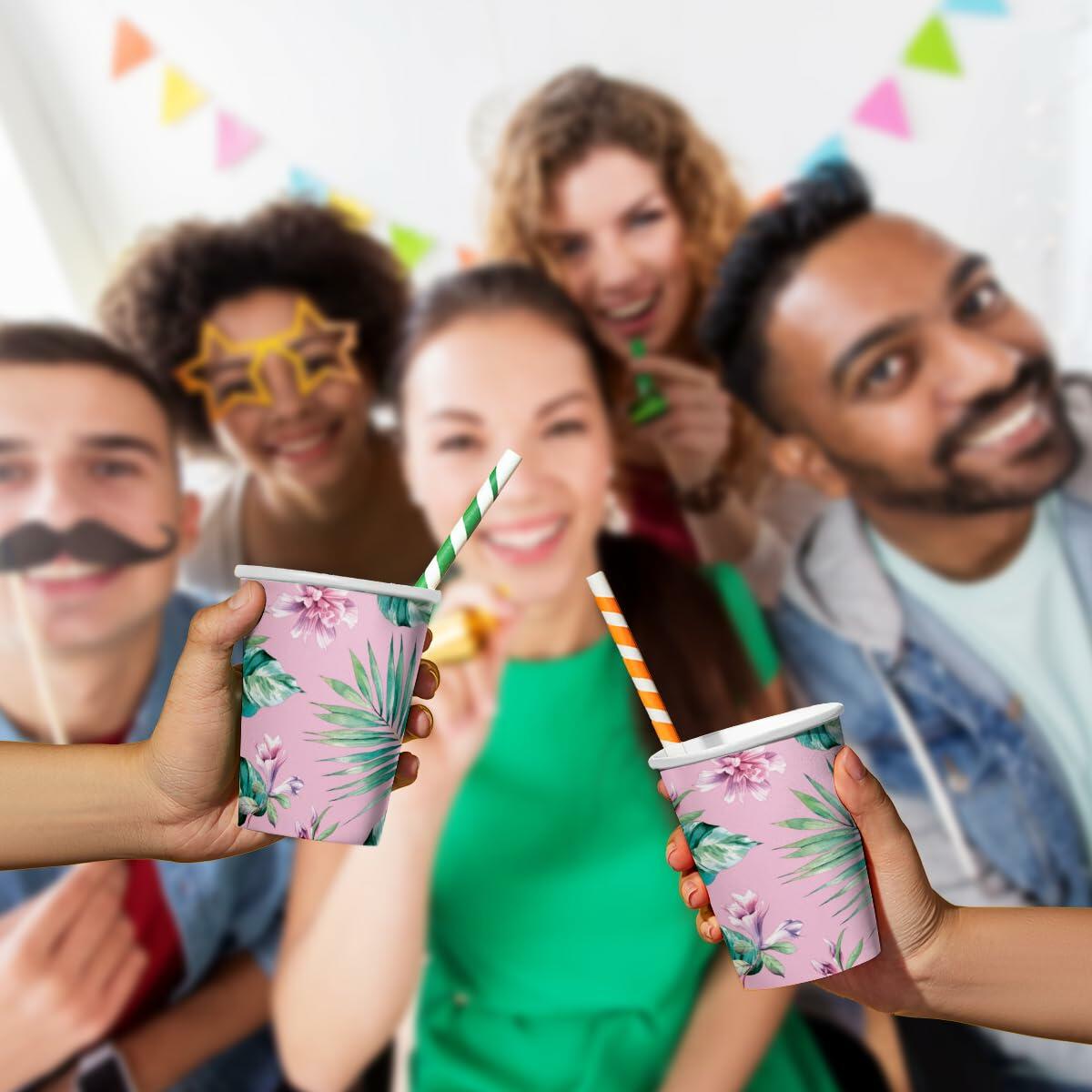 PAW 50-Pack Disposable Paper Cups 8.5oz Hot & Cold Ice Cream Theme