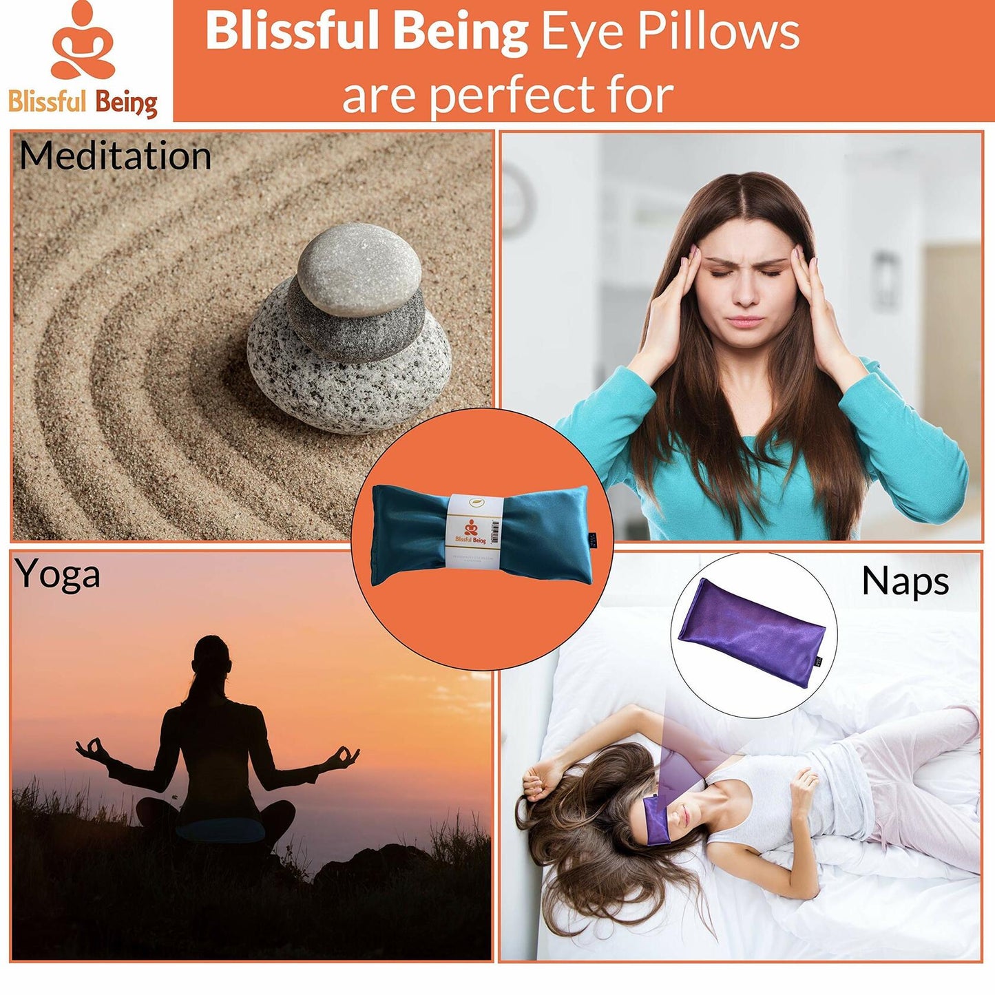 Blissful Being Lavender Eye Pillow Weighted Satin Sleep Yoga Meditation Ruby