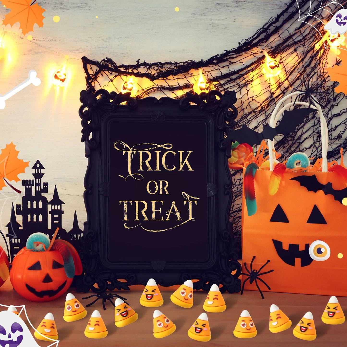 Simgoing 60PCS Halloween Mini Candy Corn Decorations Fall DIY Vase Filler