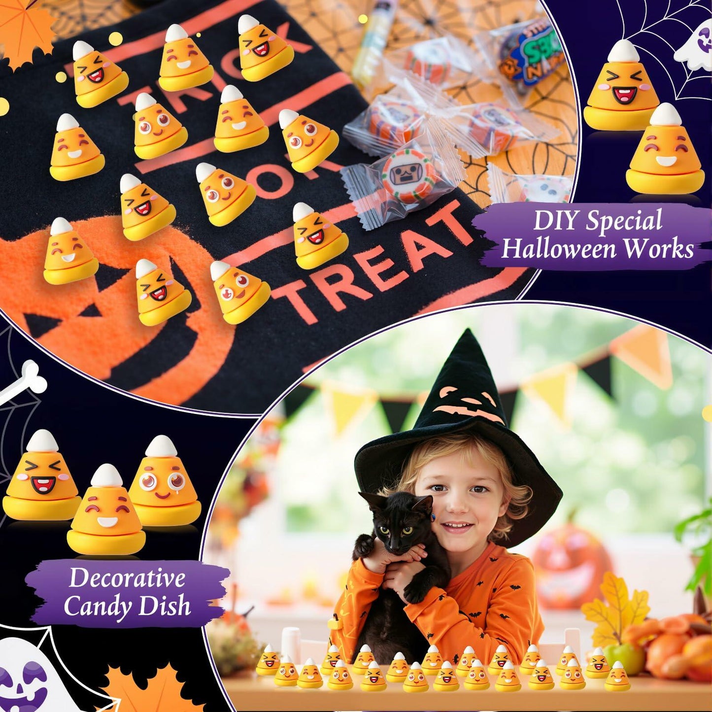 Simgoing 60PCS Halloween Mini Candy Corn Decorations Fall DIY Vase Filler
