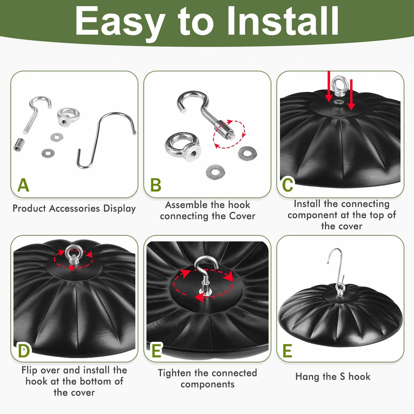 KIMERSE Metal Squirrel Baffle Bird Feeder Cover 13” Weather Guard Dome
