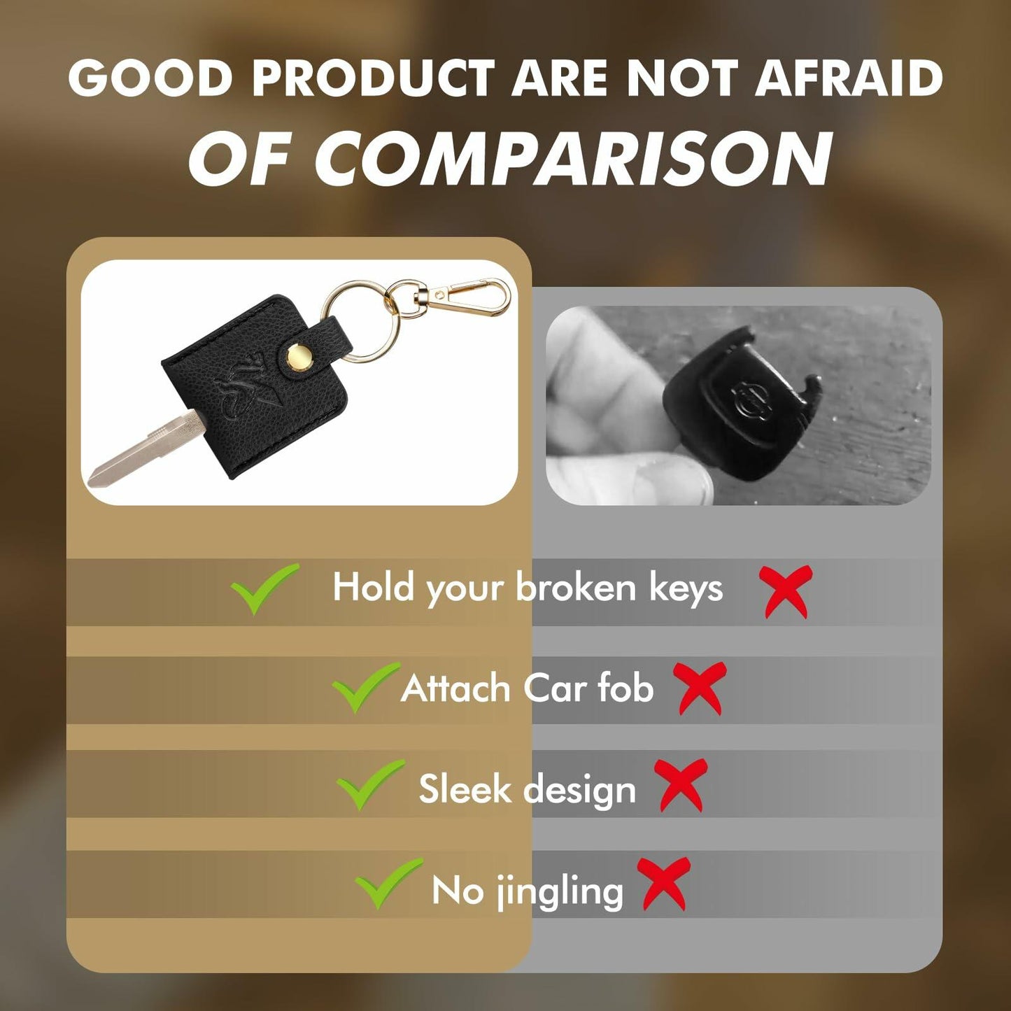 KARENSKEYS Leather Car Key Cover 2pcs Key Sleeve Loop Replacement