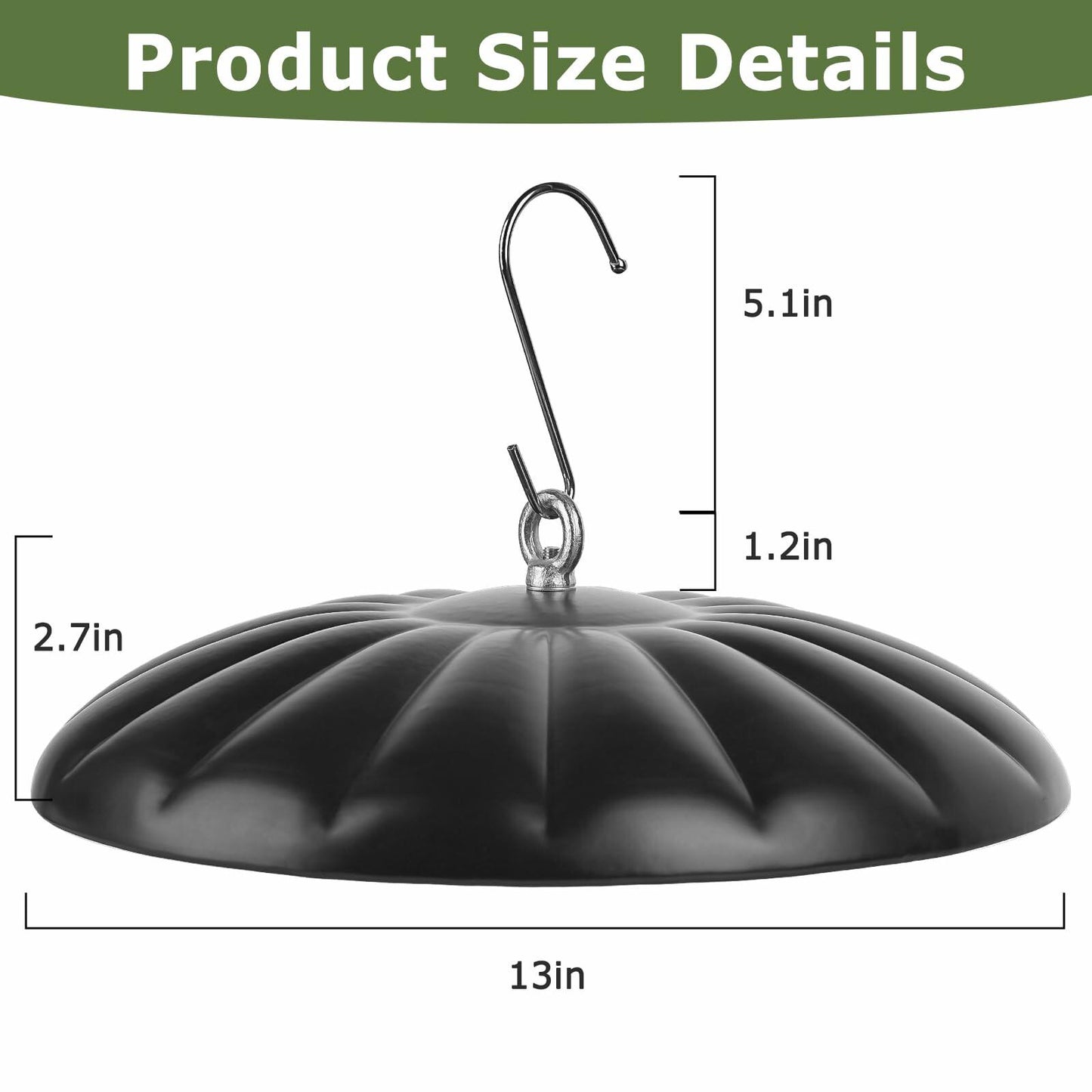 KIMERSE Metal Squirrel Baffle Bird Feeder Cover 13” Weather Guard Dome