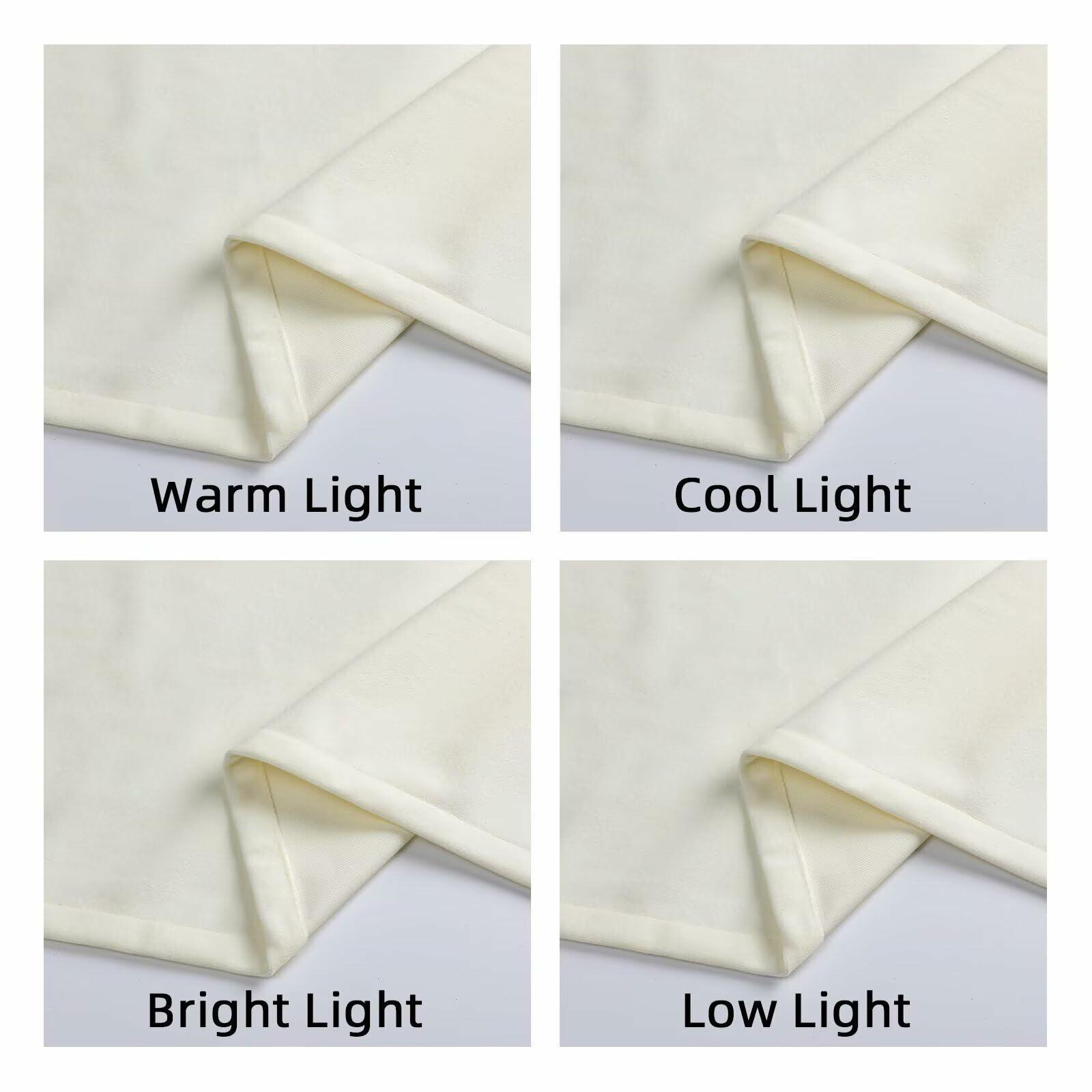 Joydeco White Velvet Blackout Curtains 90” 2 Panels Thermal Insulated Drapes