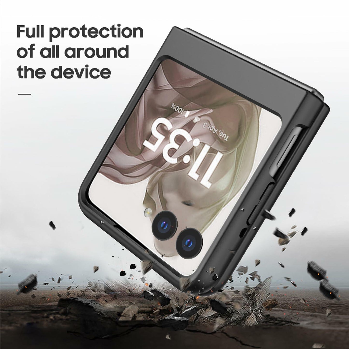 CusPra Motorola Moto Razr 2024/2025 Holster Case Belt Clip Rugged Bumper Black