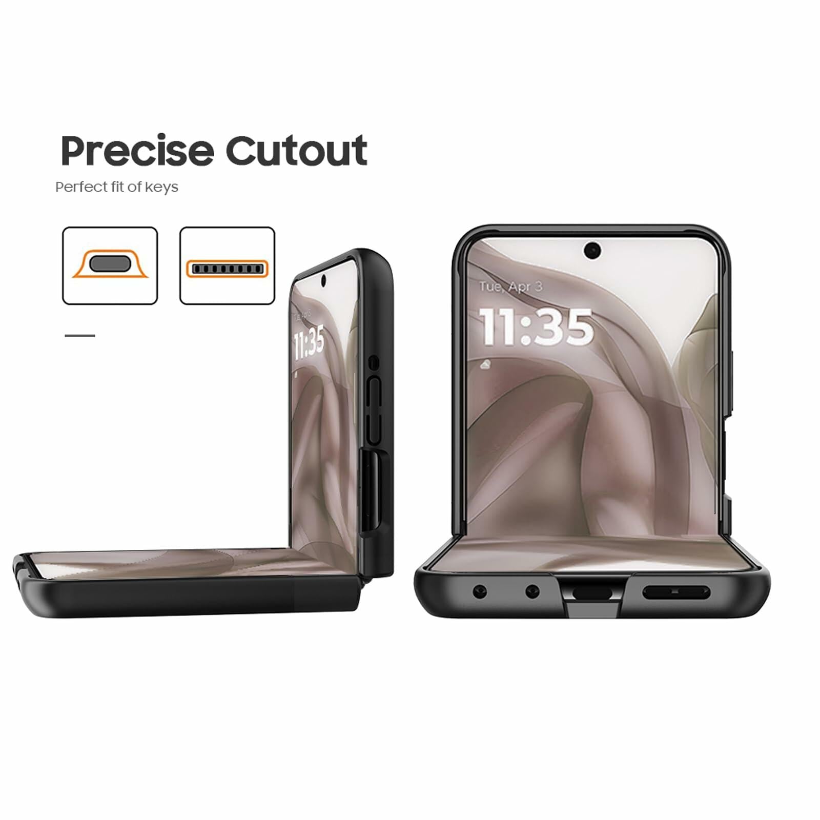 CusPra Motorola Moto Razr 2024/2025 Holster Case Belt Clip Rugged Bumper Black