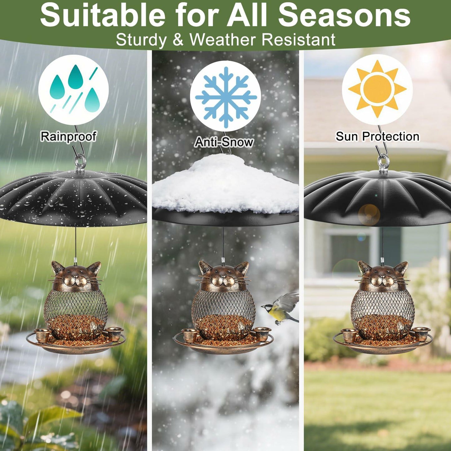 KIMERSE Metal Squirrel Baffle Bird Feeder Cover 13” Weather Guard Dome