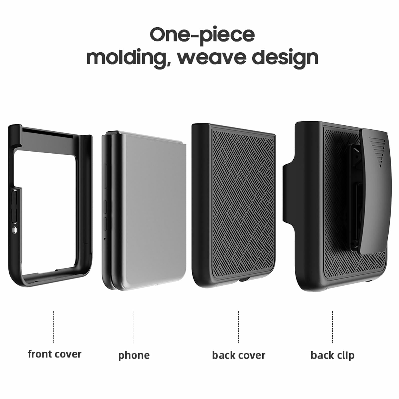 CusPra Motorola Moto Razr 2024/2025 Holster Case Belt Clip Rugged Bumper Black