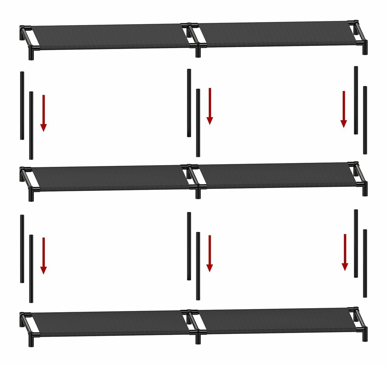 FIDUCIAL HOME 4 Tier Shoe Rack Organizer Stackable Storage Shelf Black