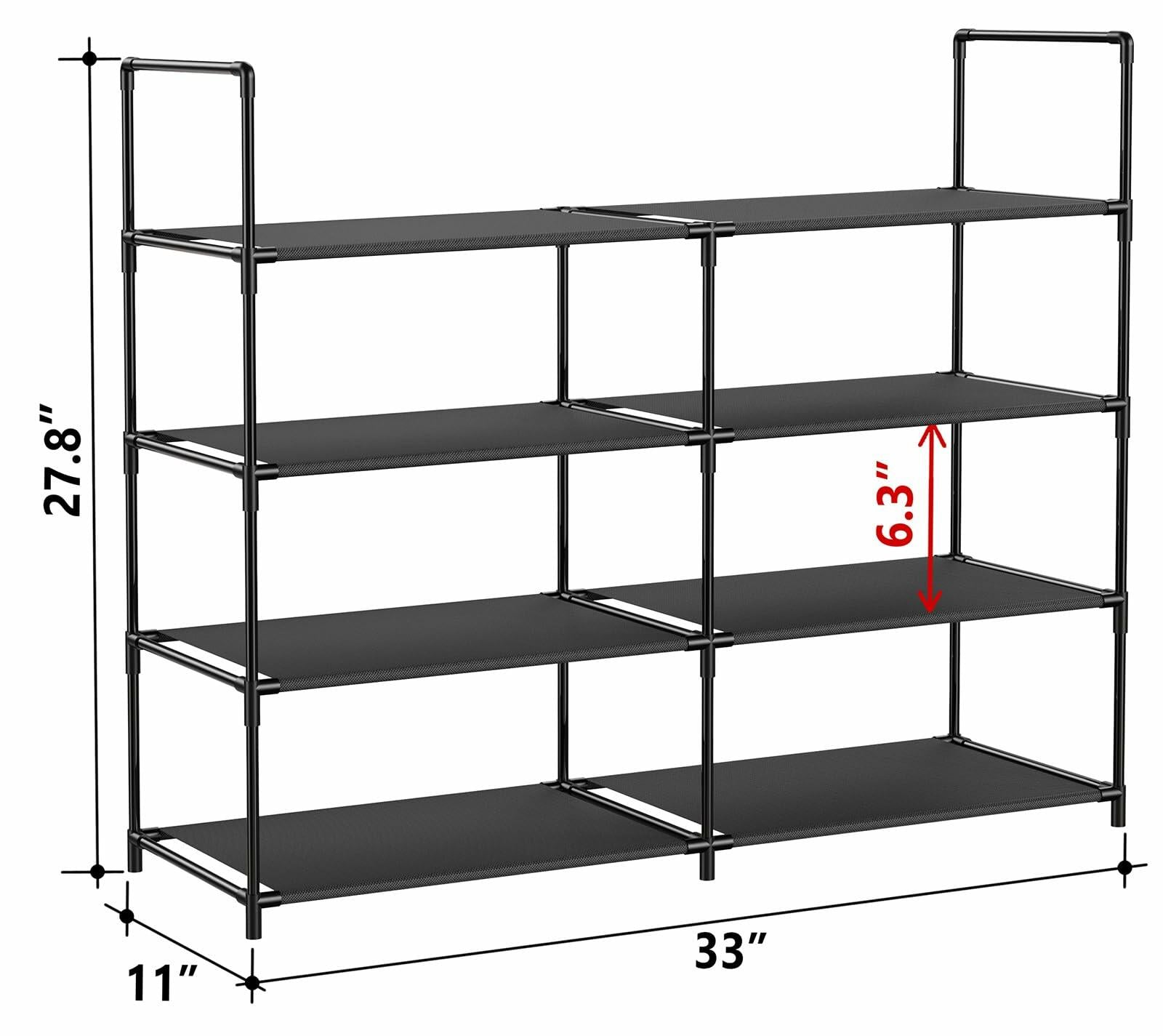 FIDUCIAL HOME 4 Tier Shoe Rack Organizer Stackable Storage Shelf Black