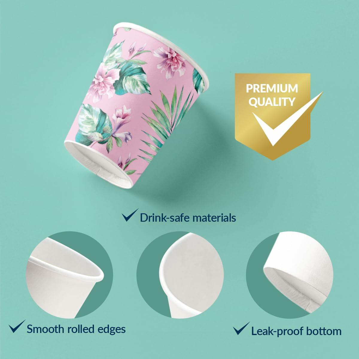 PAW 50-Pack Disposable Paper Cups 8.5oz Hot & Cold Ice Cream Theme